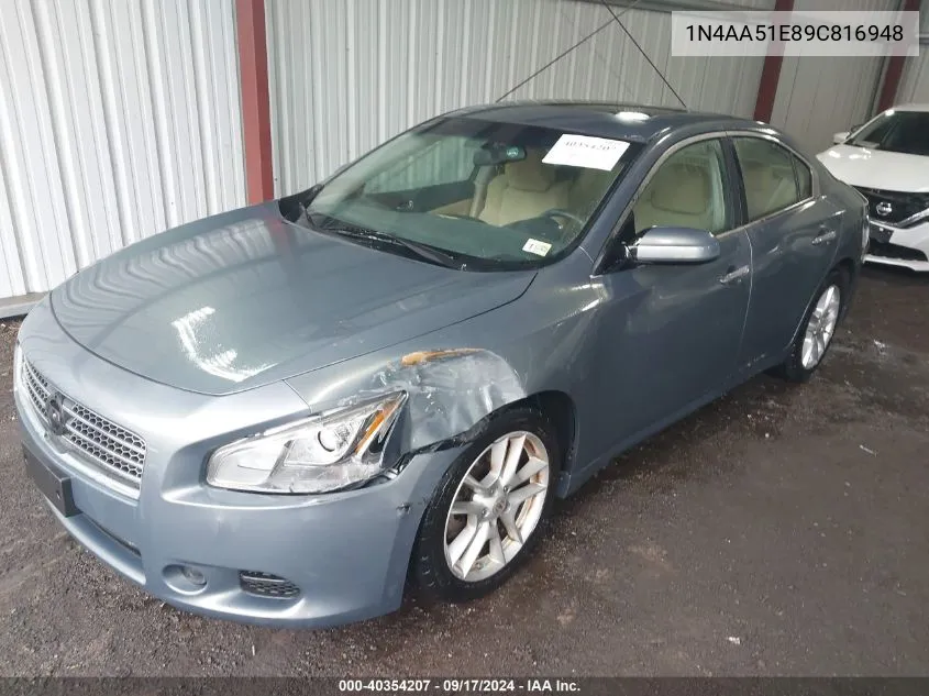 2009 Nissan Maxima 3.5 S VIN: 1N4AA51E89C816948 Lot: 40354207