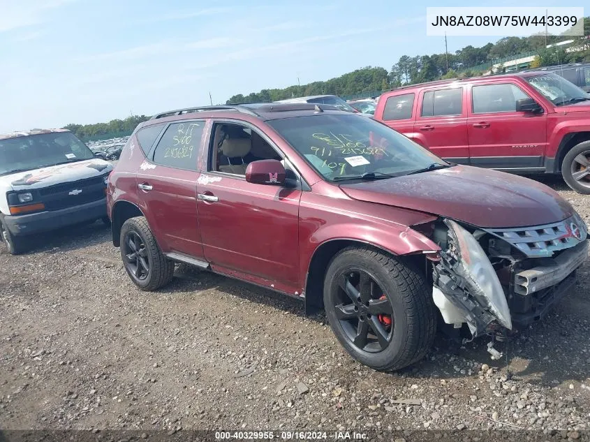 2005 Nissan Murano Sl VIN: JN8AZ08W75W443399 Lot: 40329955