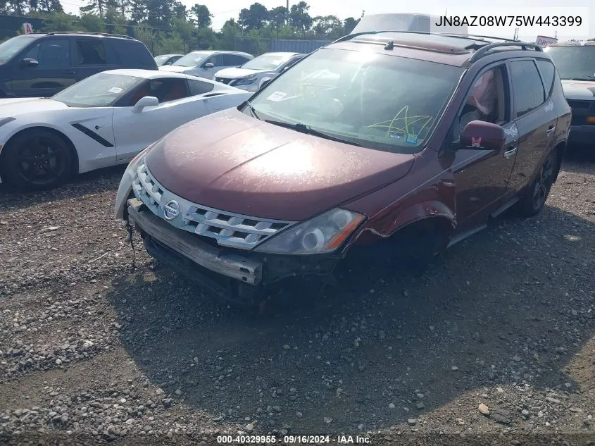 2005 Nissan Murano Sl VIN: JN8AZ08W75W443399 Lot: 40329955