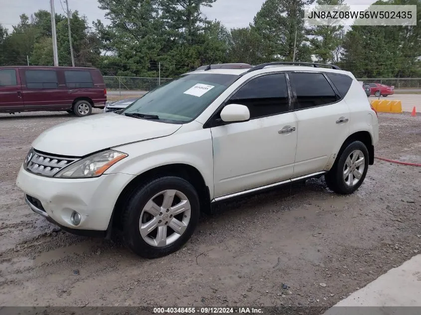 2006 Nissan Murano Sl VIN: JN8AZ08W56W502435 Lot: 40348455