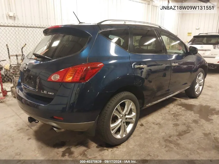 2009 Nissan Murano Le VIN: JN8AZ18W09W131551 Lot: 40370639