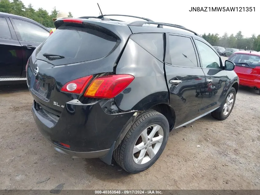 2010 Nissan Murano Sl VIN: JN8AZ1MW5AW121351 Lot: 40353548