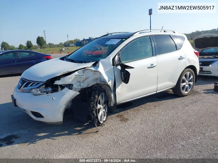 2014 Nissan Murano S/Sl/Sv/Le VIN: JN8AZ1MW2EW505917 Lot: 40372273