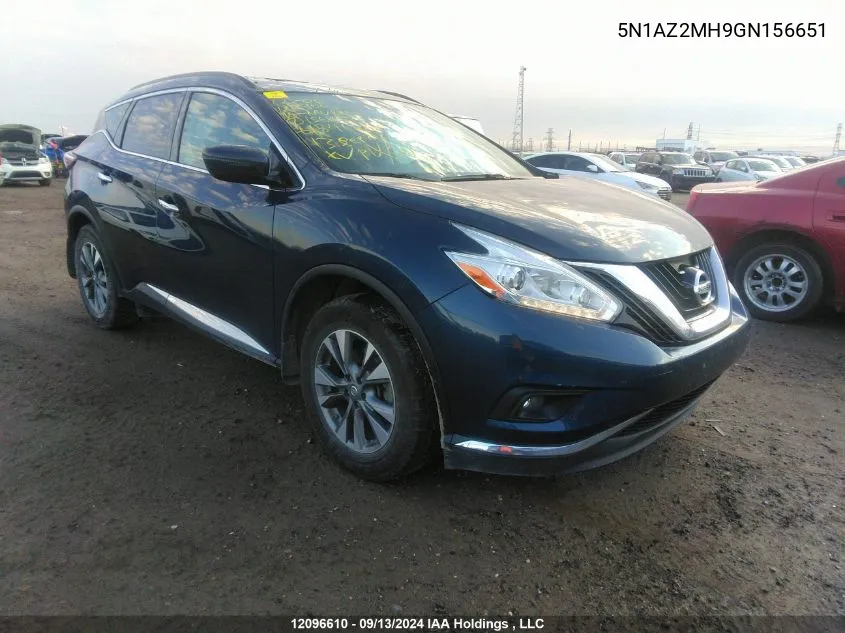 2016 Nissan Murano VIN: 5N1AZ2MH9GN156651 Lot: 12096610