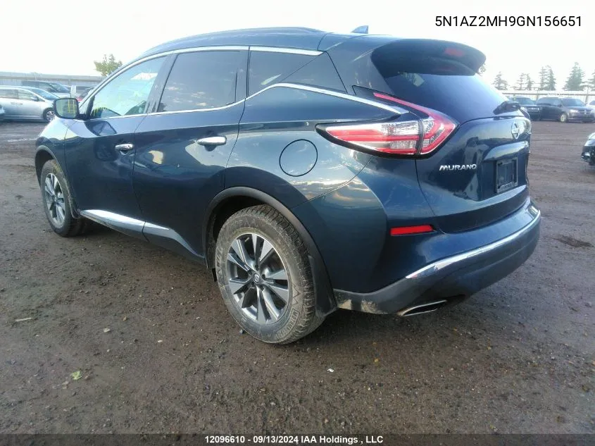 2016 Nissan Murano VIN: 5N1AZ2MH9GN156651 Lot: 12096610