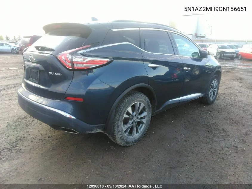 2016 Nissan Murano VIN: 5N1AZ2MH9GN156651 Lot: 12096610