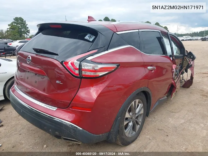 2017 Nissan Murano Sl VIN: 5N1AZ2MG2HN171971 Lot: 40365120