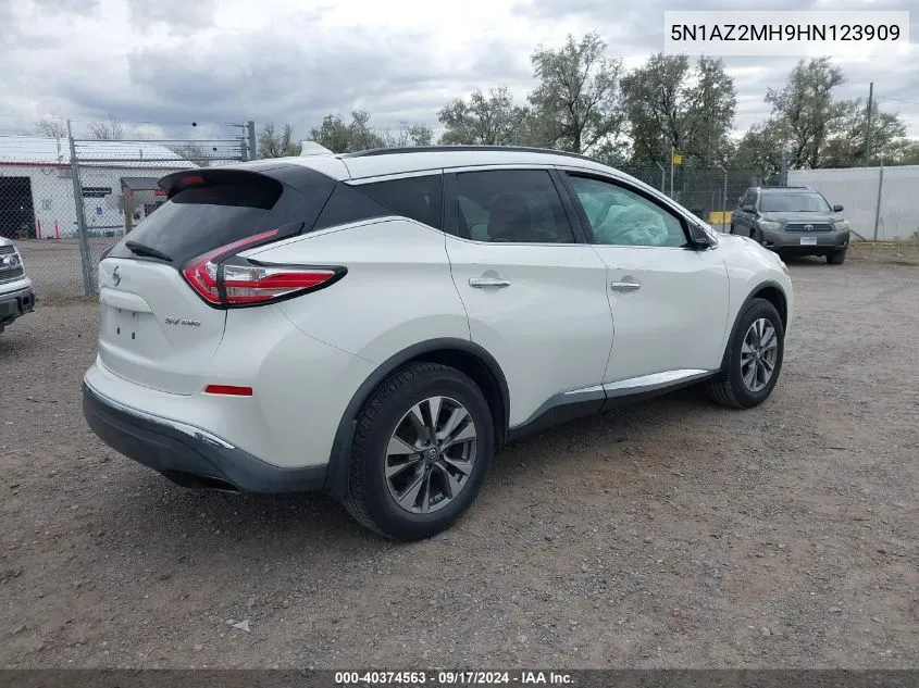 5N1AZ2MH9HN123909 2017 Nissan Murano Sv