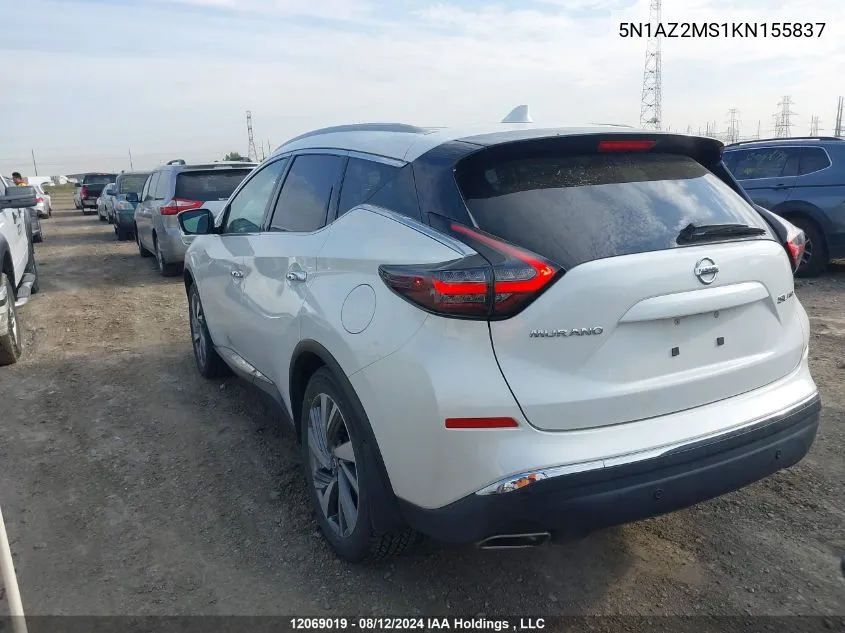 5N1AZ2MS1KN155837 2019 Nissan Murano S/Sl/Sv/Platinum