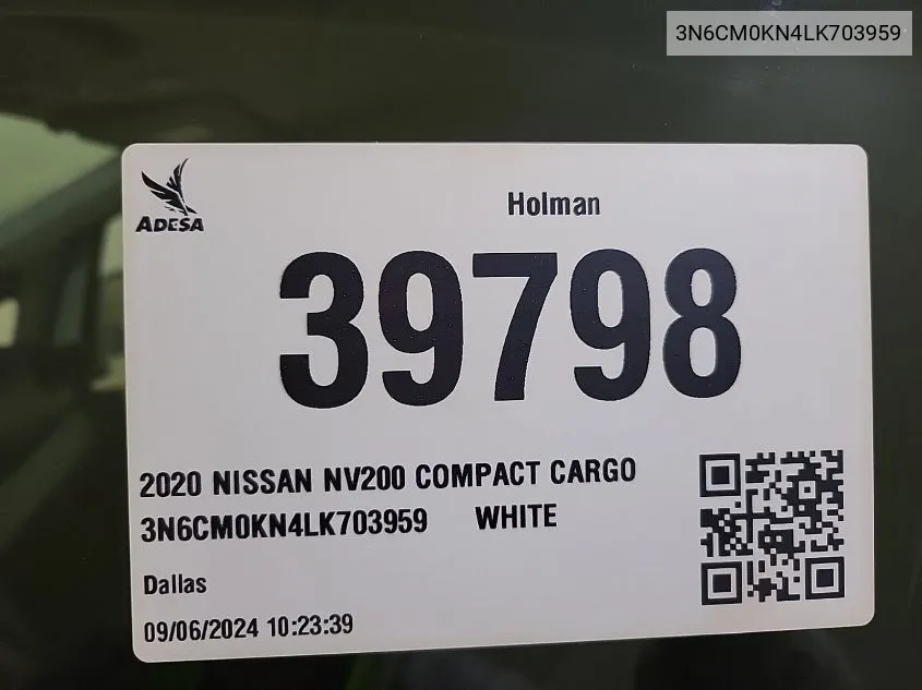 2020 Nissan Nv200 Compact Cargo Sv Xtronic Cvt VIN: 3N6CM0KN4LK703959 Lot: 40360093