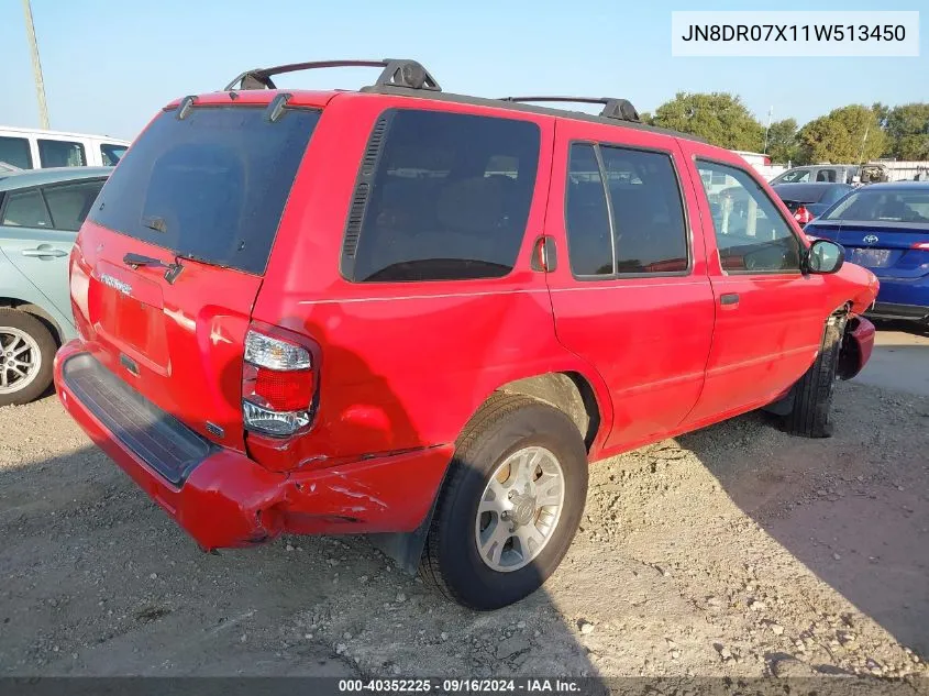 2001 Nissan Pathfinder Xe VIN: JN8DR07X11W513450 Lot: 40352225