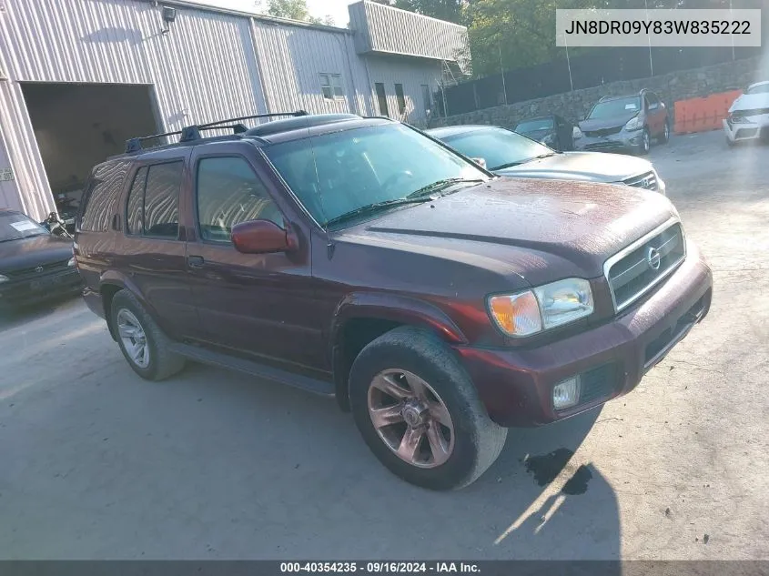 2003 Nissan Pathfinder Le/Se VIN: JN8DR09Y83W835222 Lot: 40354235