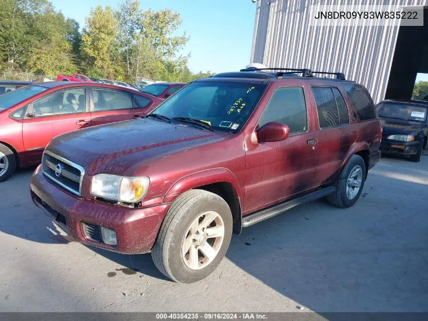 2003 Nissan Pathfinder Le/Se VIN: JN8DR09Y83W835222 Lot: 40354235