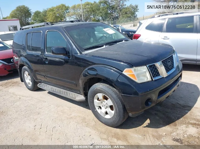 2006 Nissan Pathfinder Se VIN: 5N1AR18W76C612238 Lot: 40306788