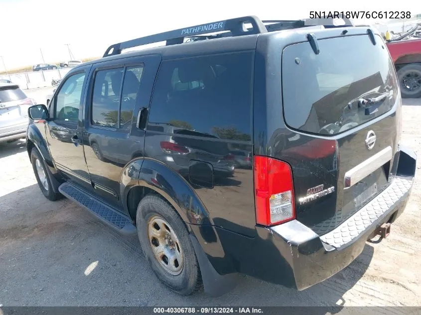 2006 Nissan Pathfinder Se VIN: 5N1AR18W76C612238 Lot: 40306788