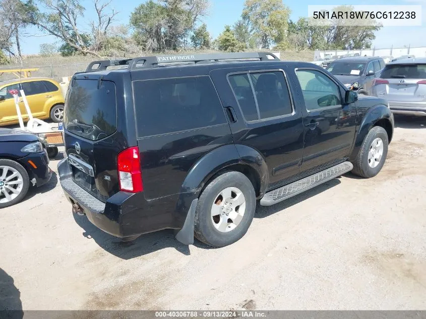 2006 Nissan Pathfinder Se VIN: 5N1AR18W76C612238 Lot: 40306788