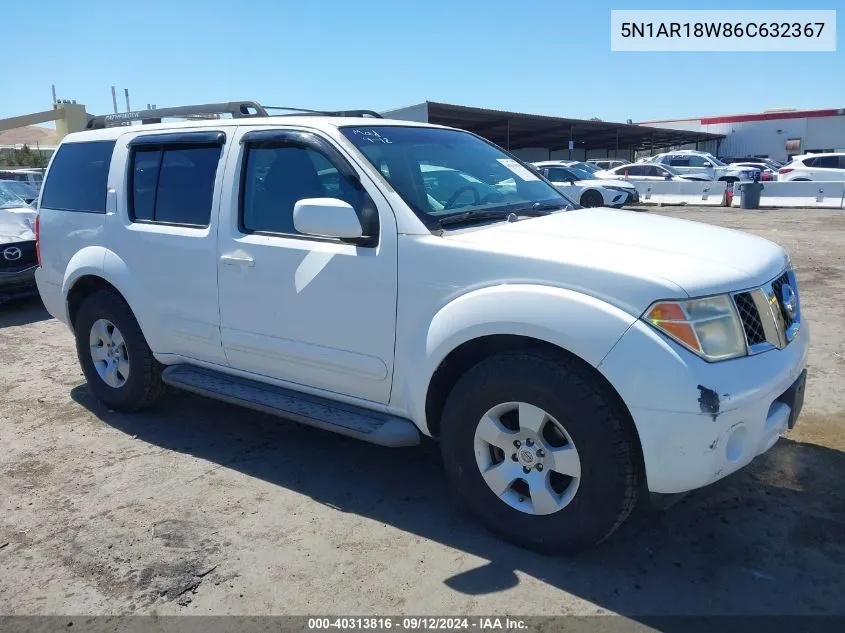 2006 Nissan Pathfinder Se VIN: 5N1AR18W86C632367 Lot: 40313816