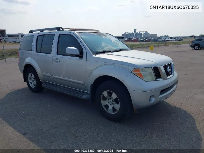 2006 Nissan Pathfinder Se VIN: 5N1AR18UX6C670035 Lot: 40336380