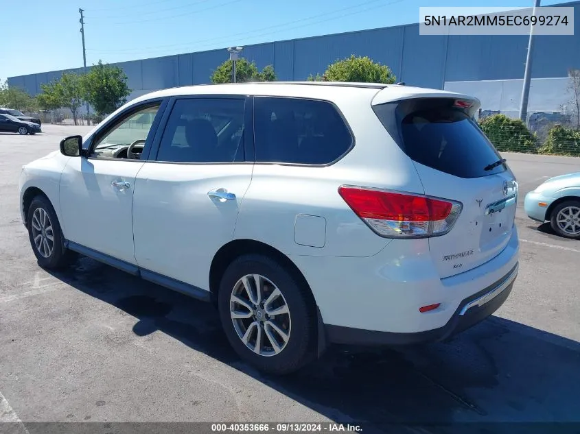 2014 Nissan Pathfinder S VIN: 5N1AR2MM5EC699274 Lot: 40353666