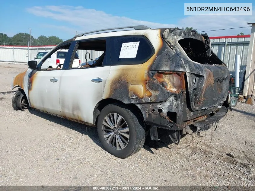 5N1DR2MN4HC643496 2017 Nissan Pathfinder S