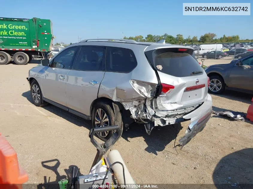 2019 Nissan Pathfinder S VIN: 5N1DR2MM6KC632742 Lot: 40367100