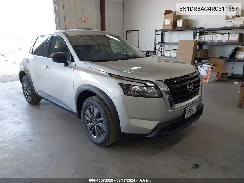 2024 Nissan Pathfinder S 4Wd VIN: 5N1DR3AC4RC311357 Lot: 40378920