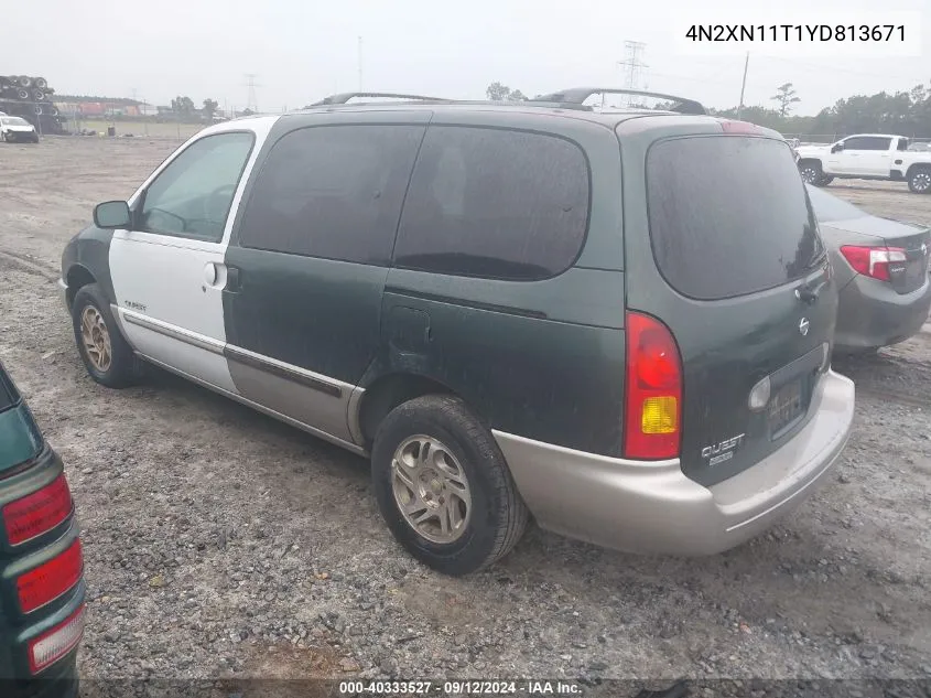 2000 Nissan Quest Gle/Gxe/Se-Cloth/Se-Leather VIN: 4N2XN11T1YD813671 Lot: 40333527