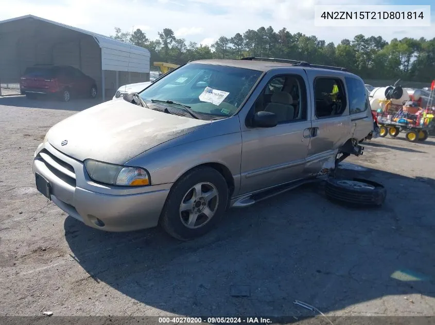 2001 Nissan Quest Gxe VIN: 4N2ZN15T21D801814 Lot: 40270200