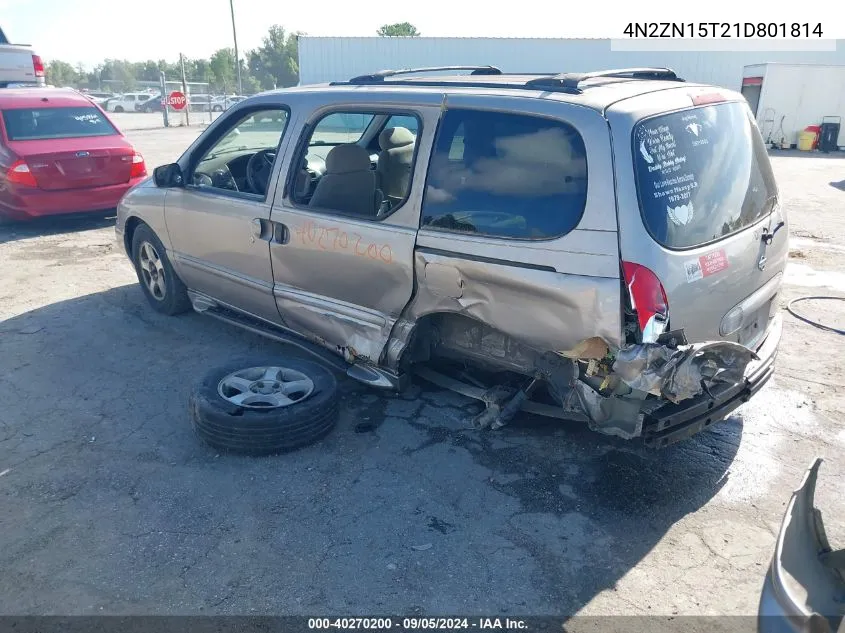 2001 Nissan Quest Gxe VIN: 4N2ZN15T21D801814 Lot: 40270200