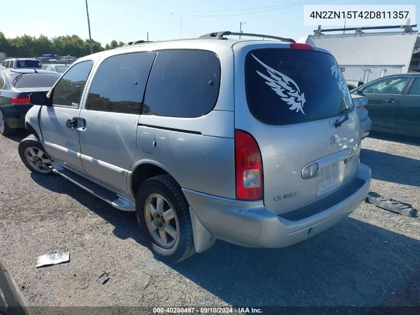 2002 Nissan Quest Gxe VIN: 4N2ZN15T42D811357 Lot: 40250497