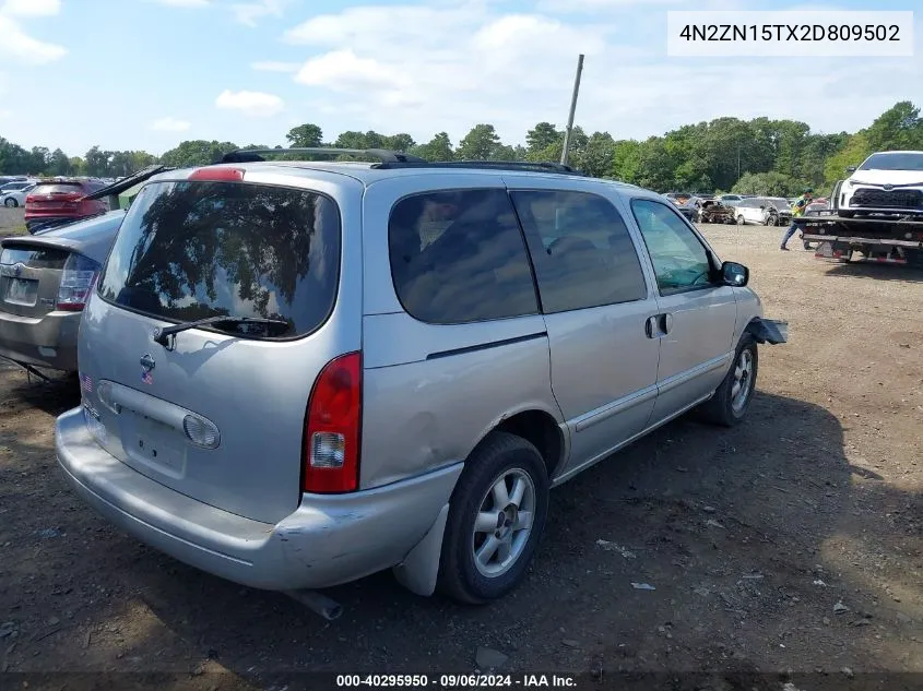 4N2ZN15TX2D809502 2002 Nissan Quest Gxe