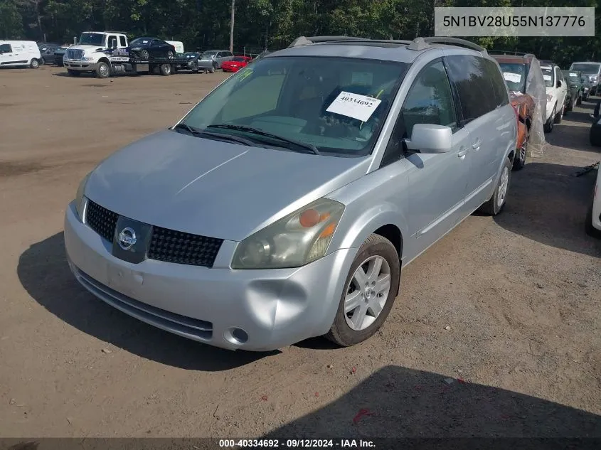 2005 Nissan Quest S/Se/Sl VIN: 5N1BV28U55N137776 Lot: 40334692