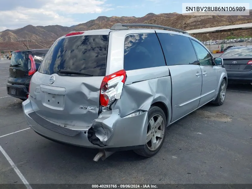 5N1BV28U86N106989 2006 Nissan Quest 3.5 Se