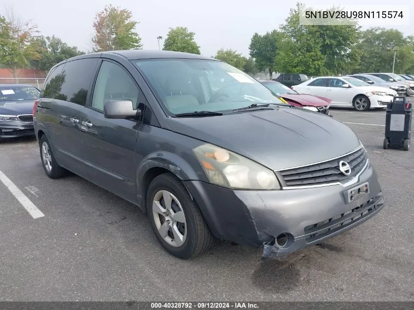 2008 Nissan Quest S/Se/Sl VIN: 5N1BV28U98N115574 Lot: 40328792