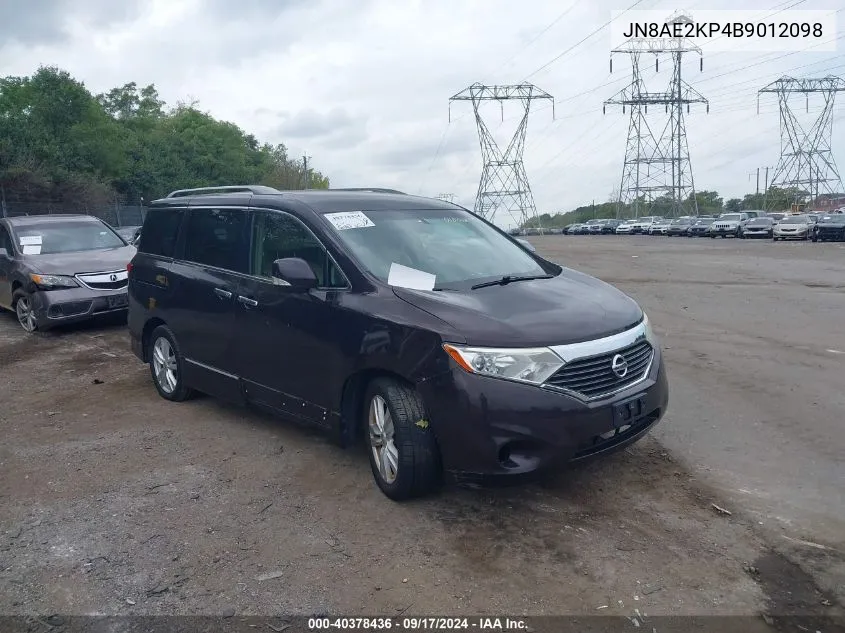 2011 Nissan Quest Sl VIN: JN8AE2KP4B9012098 Lot: 40378436