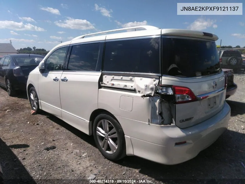 2015 Nissan Quest S/Sv/Sl/Platinum VIN: JN8AE2KPXF9121137 Lot: 40274319