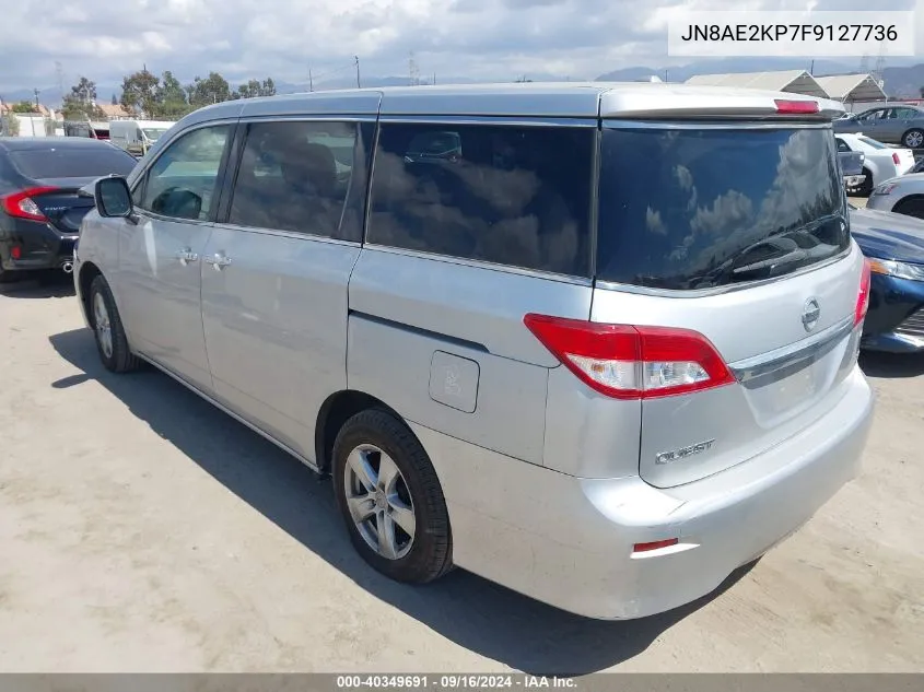 2015 Nissan Quest S/Sv/Sl/Platinum VIN: JN8AE2KP7F9127736 Lot: 40349691