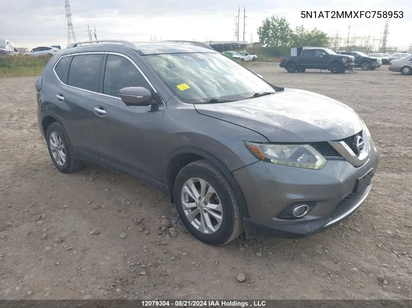 2015 Nissan Rogue VIN: 5N1AT2MMXFC758953 Lot: 12079304