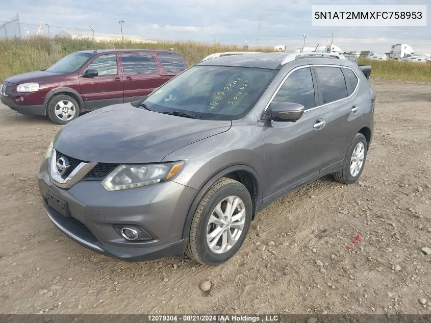 2015 Nissan Rogue VIN: 5N1AT2MMXFC758953 Lot: 12079304