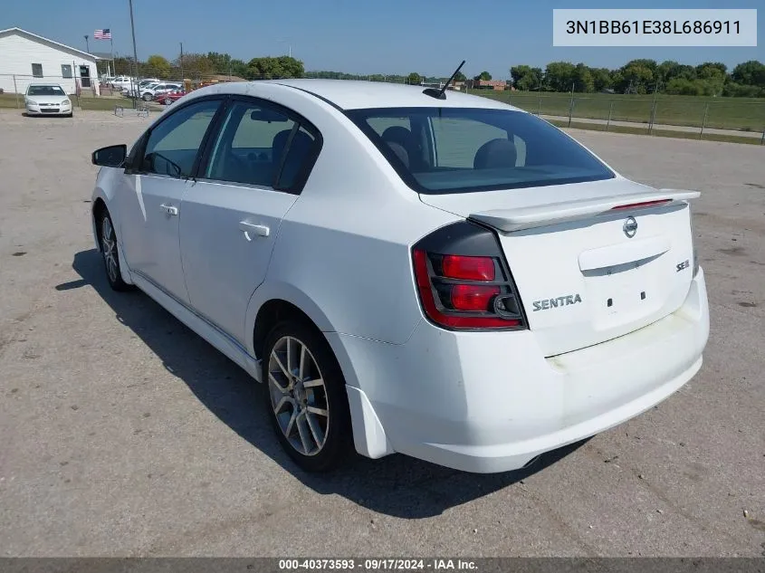 2008 Nissan Sentra Se-R VIN: 3N1BB61E38L686911 Lot: 40373593