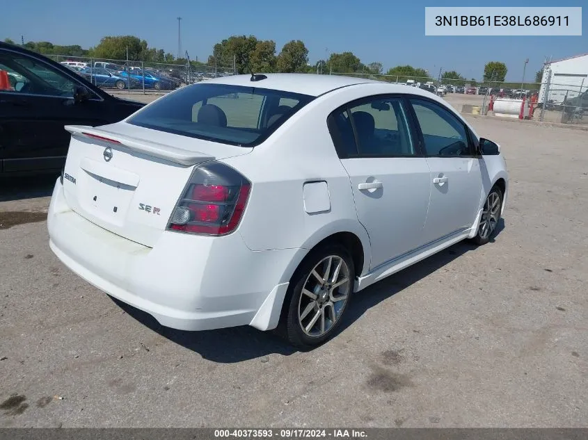 2008 Nissan Sentra Se-R VIN: 3N1BB61E38L686911 Lot: 40373593