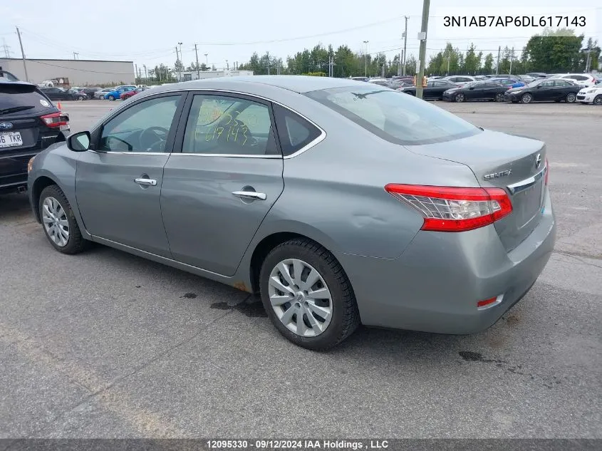 2013 Nissan Sentra VIN: 3N1AB7AP6DL617143 Lot: 12095330