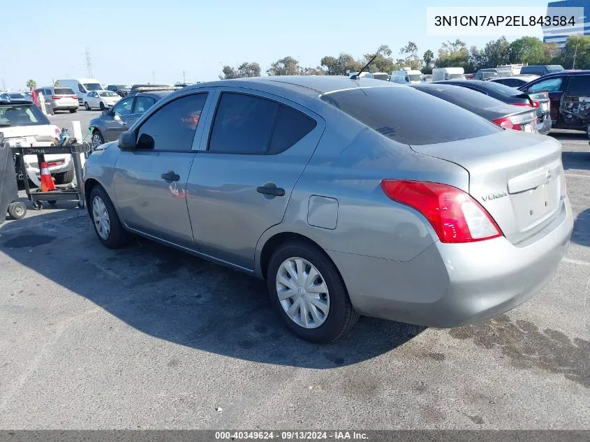 3N1CN7AP2EL843584 2014 Nissan Versa 1.6 S