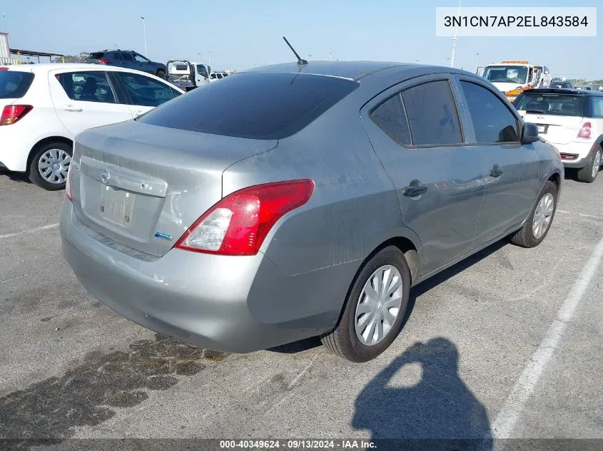 2014 Nissan Versa 1.6 S VIN: 3N1CN7AP2EL843584 Lot: 40349624