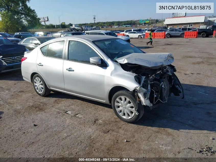 2016 Nissan Versa 1.6 S/1.6 S+/1.6 Sl/1.6 Sv VIN: 3N1CN7AP1GL815875 Lot: 40349248