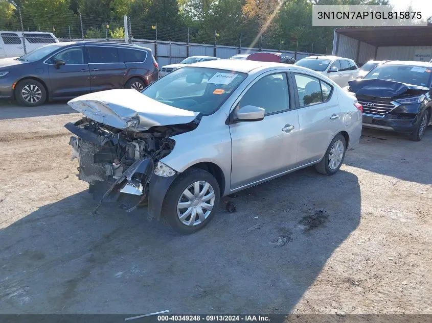 2016 Nissan Versa 1.6 S/1.6 S+/1.6 Sl/1.6 Sv VIN: 3N1CN7AP1GL815875 Lot: 40349248