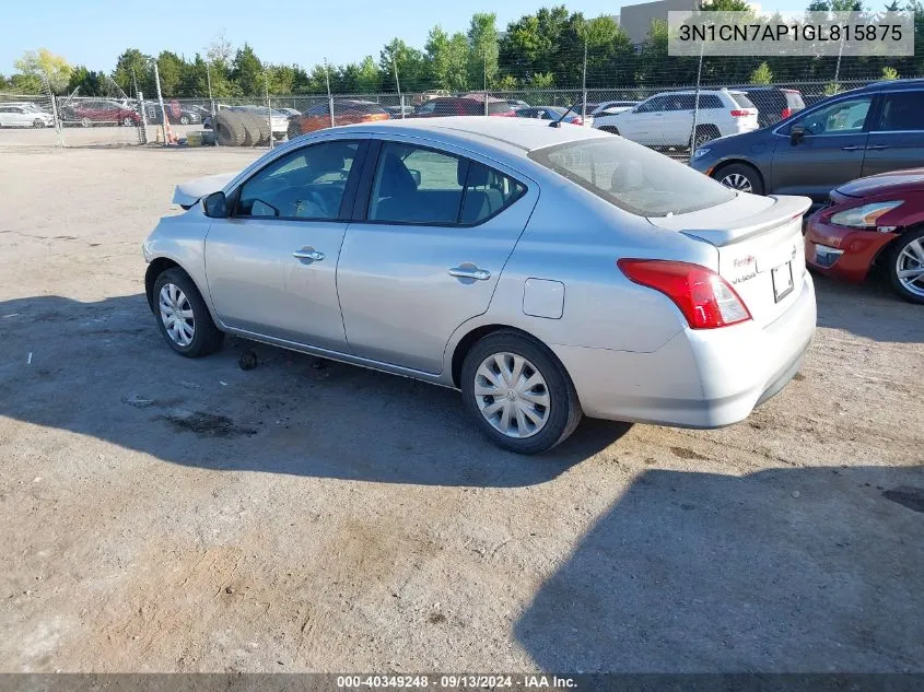 2016 Nissan Versa 1.6 S/1.6 S+/1.6 Sl/1.6 Sv VIN: 3N1CN7AP1GL815875 Lot: 40349248