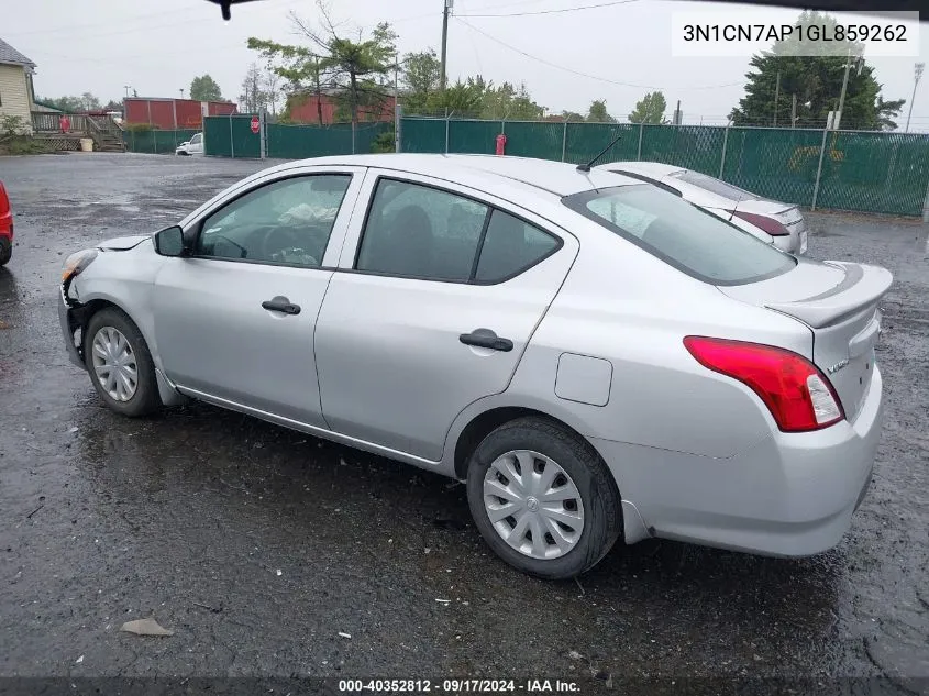 2016 Nissan Versa 1.6 S+ VIN: 3N1CN7AP1GL859262 Lot: 40352812