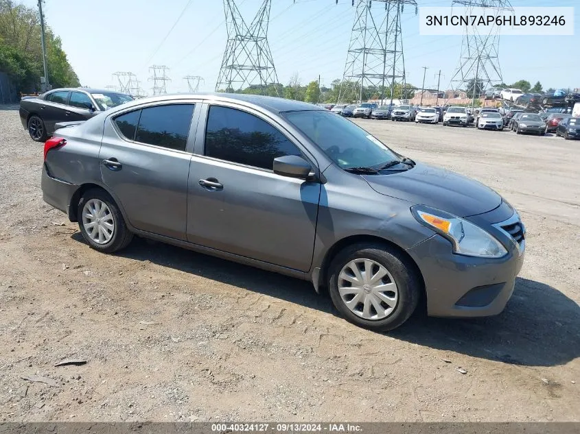 2017 Nissan Versa 1.6 S+ VIN: 3N1CN7AP6HL893246 Lot: 40324127