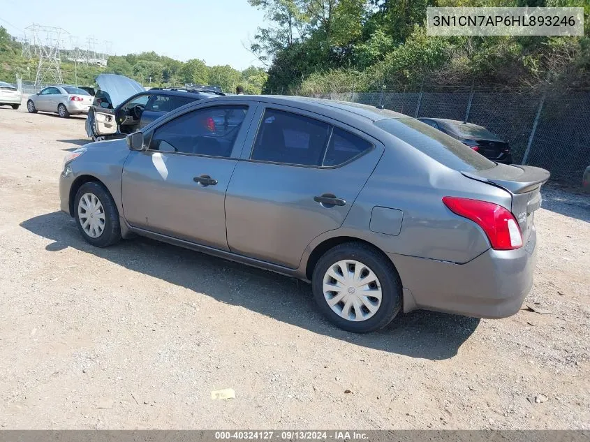 2017 Nissan Versa 1.6 S+ VIN: 3N1CN7AP6HL893246 Lot: 40324127